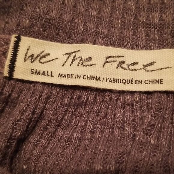 Free People We The Free Storm Gray Thermal Henley Neck Pullover Top Size Small - Picture 6 of 8